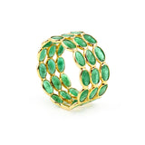 Oval Emerald Triple Layer Band, 18K Gold