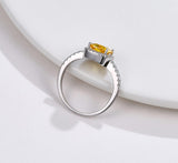 Classic Cushion Yellow Sapphire Cubic Zirconia, Sterling Silver Halo Ring