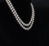 Pearl Beads Necklace with Diamond Discs