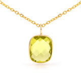 14k Yellow Gold Rectangular Lemon Topaz Pendant