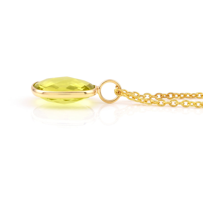 14k Yellow Gold Rectangular Lemon Topaz Pendant