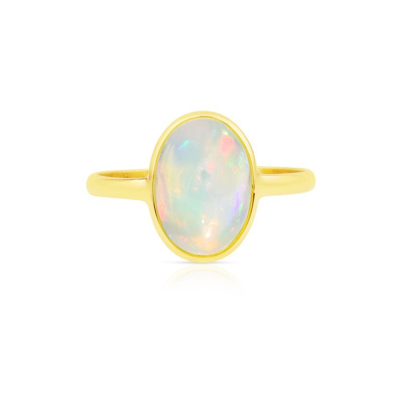 Oval Cabochon Opal Band, 18K Yellow Gold