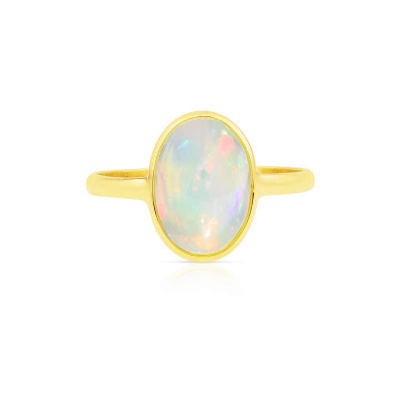 Oval Cabochon Opal Band, 18K Yellow Gold