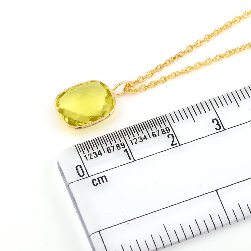 14k Yellow Gold Rectangular Lemon Topaz Pendant