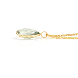 Green Amethyst Pear Shape Pendant, 18K Yellow Gold