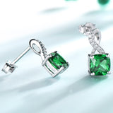Swirl Cushion Emerald Green Cubic Zirconia Sterling Silver Earrings