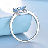 Oval Cushion 6 x 8 Aquamarine Sky Blue Cubic Zirconia Sterling Silver Ring