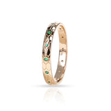 Textured Gold Band with Gemstones, 18k