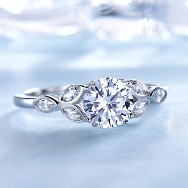 Antique-Style White Round Cubic Zirconia Sterling Silver Ring