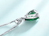 Pear Emerald Green Cubic Zirconia Pendant Necklace, Sterling Silver