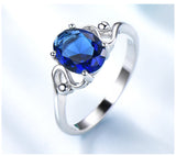 Oval 7 x 9 Sapphire Blue Cubic Zirconia Sterling Silver Ring