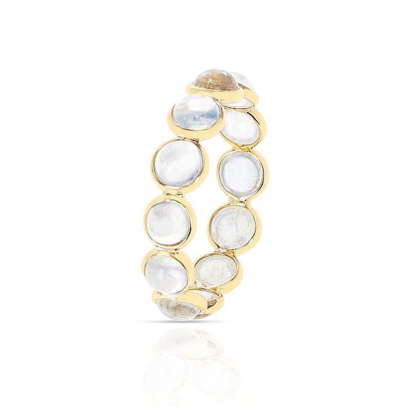 Round Moonstone Cabochon Band, Yellow Gold