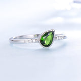 Pear 4 x 6 Emerald Green Cubic Zirconia Sterling Silver Ring