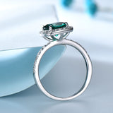 Emerald Green Cushion Cubic Zirconia Sterling Silver Ring