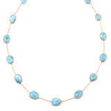 Mixed-Cut Genuine Larimar 18k Yellow Gold Necklace