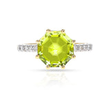 Octagonal Shape Gemstone with Diamonds Ring, 18K Yellow Gold