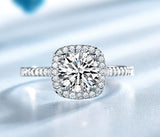 Round White Cubic Zirconia Halo Setting with Stone Mounting Sterling Silver Ring