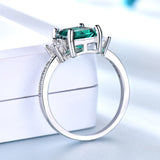 Octagonal Step-Cut 9 x 7 Emerald Green Cubic Zirconia Sterling Silver Ring