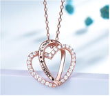 Double Heart Cubic Zirconia Pendant Necklace, Sterling Silver