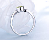 Round 5MM Peridot Green Cubic Zirconia Sterling Silver Ring