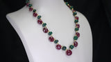 Genuine and Natural Tourmaline Drops with Emerald and Gold Beads Royal Necklace