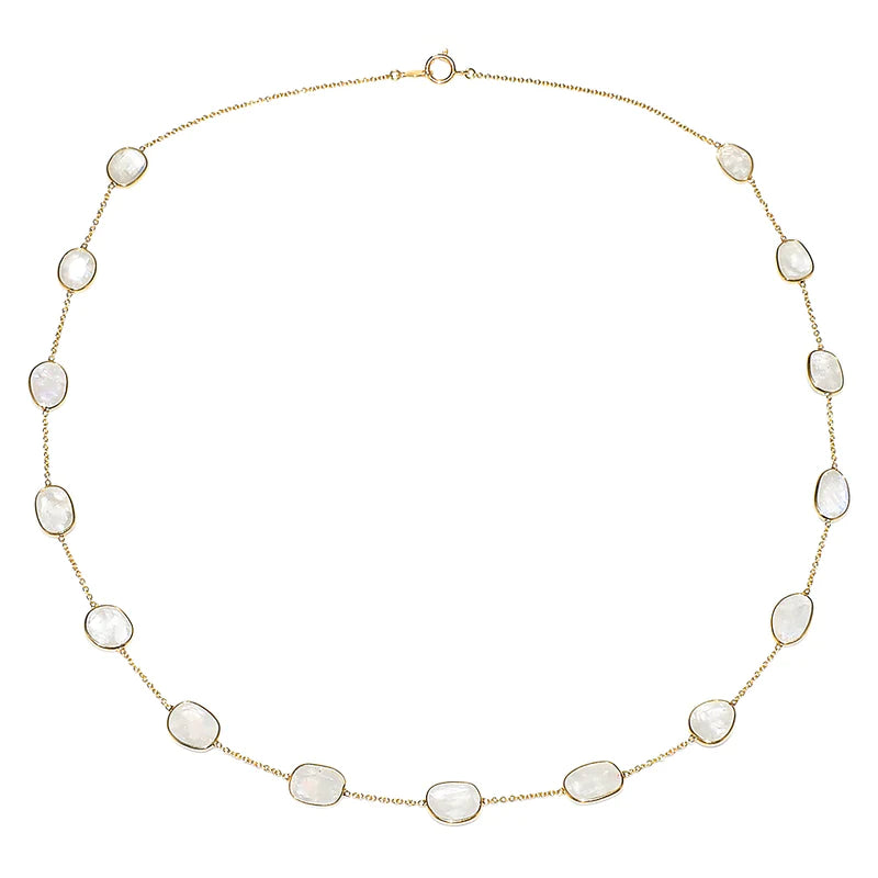 Mixed Cut Large Gemstone Necklace, 18k
