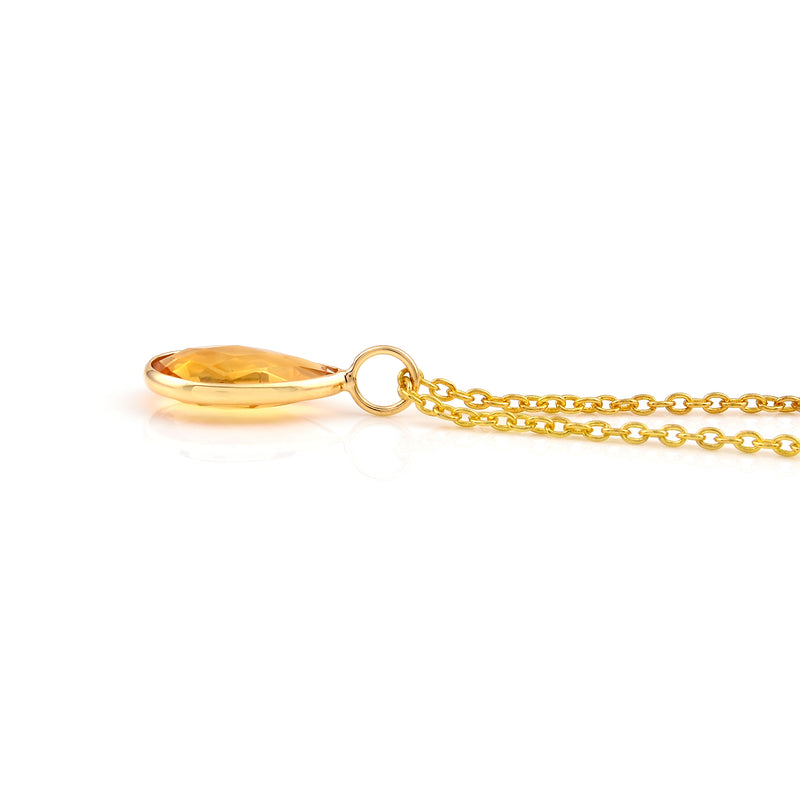 Pear Shape Citrine Pendant, 18K Yellow Gold