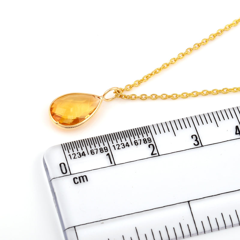 Pear Shape Citrine Pendant, 18K Yellow Gold