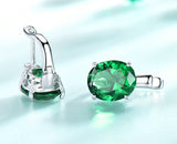 Oval Emerald Green Cubic Zirconia Sterling Silver Earrings
