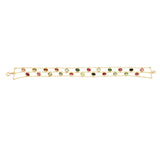 Oval Emerald, Ruby, Sapphire Double Line Adjustable Bracelet, 18k Yellow Gold