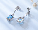 Light Blue Cubic Zirconia Cocktail Sterling Silver Earrings