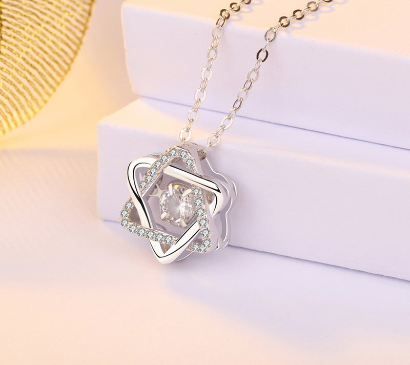 Star and Round Cubic Zirconia Pendant Necklace, Sterling Silver