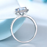 Aquamarine Sky Blue Cushion Cubic Zirconia Sterling Silver Ring