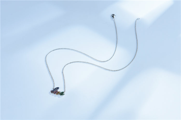 LOVE Rainbow Cubic Zirconia Pendant Necklace, Sterling Silver