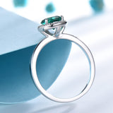 Pear 6 x 8 Shape Emerald Green Cubic Zirconia Sterling Silver Ring