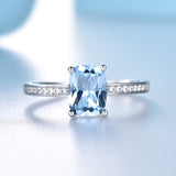 Oval Cushion 6 x 8 Aquamarine Sky Blue Cubic Zirconia Sterling Silver Ring