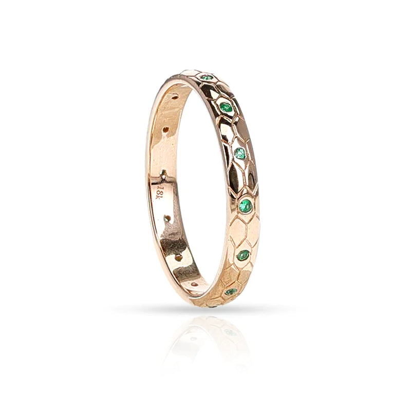 Textured Gold Band with Gemstones, 18k