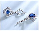 Dangling Pear Sapphire Blue Cubic Zirconia Sterling Silver Earrings