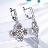 Clover Brown Champagne Clover Cubic Zirconia Sterling Silver Earrings