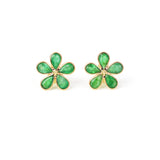 Pear Emerald Floral Earrings, 18k Yellow Gold