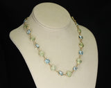 Smooth Blue Topaz and Green Prehnite Double Cabochon Fine 18K Yellow Gold Necklace