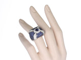 LEVIEV SAPPHIRE COCKTAIL RING WITH PAVE SAPPHIRES AND DIAMONDS, 18K GOLD