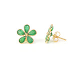 Pear Emerald Floral Earrings, 18k Yellow Gold