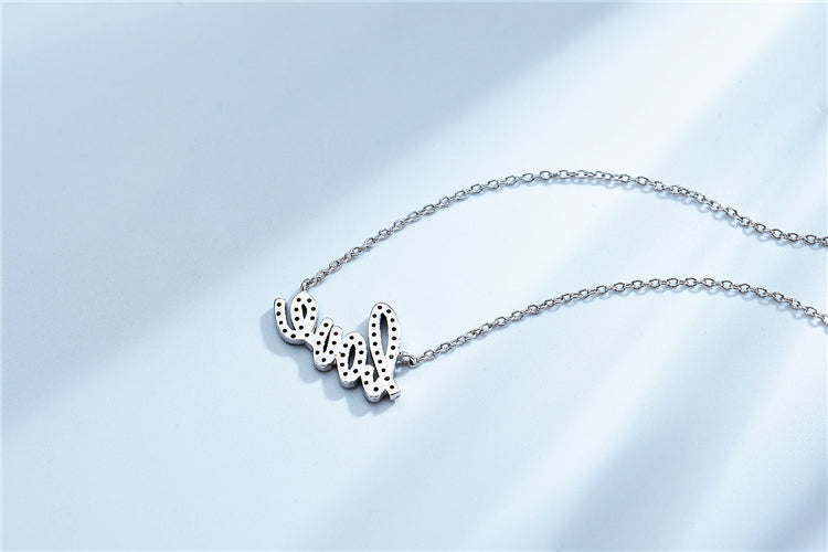 LOVE Rainbow Cubic Zirconia Pendant Necklace, Sterling Silver