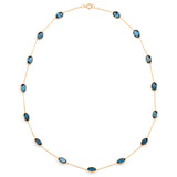 Oval Shape Blue Sapphire Necklace, 18 Karat Gold