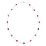 Dark Green and Red Tourmaline Cabochon Necklace, 18K Gold