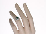 Rectangular Emerald-Cut Emerald and Diamond Cocktail Ring, Platinum