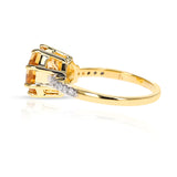 Octagonal Shape Gemstone with Diamonds Ring, 18K Yellow Gold