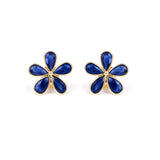 Pear Blue Sapphire Floral Earrings, 18k Yellow Gold