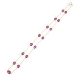 Dark Green and Red Tourmaline Cabochon Necklace, 18K Gold